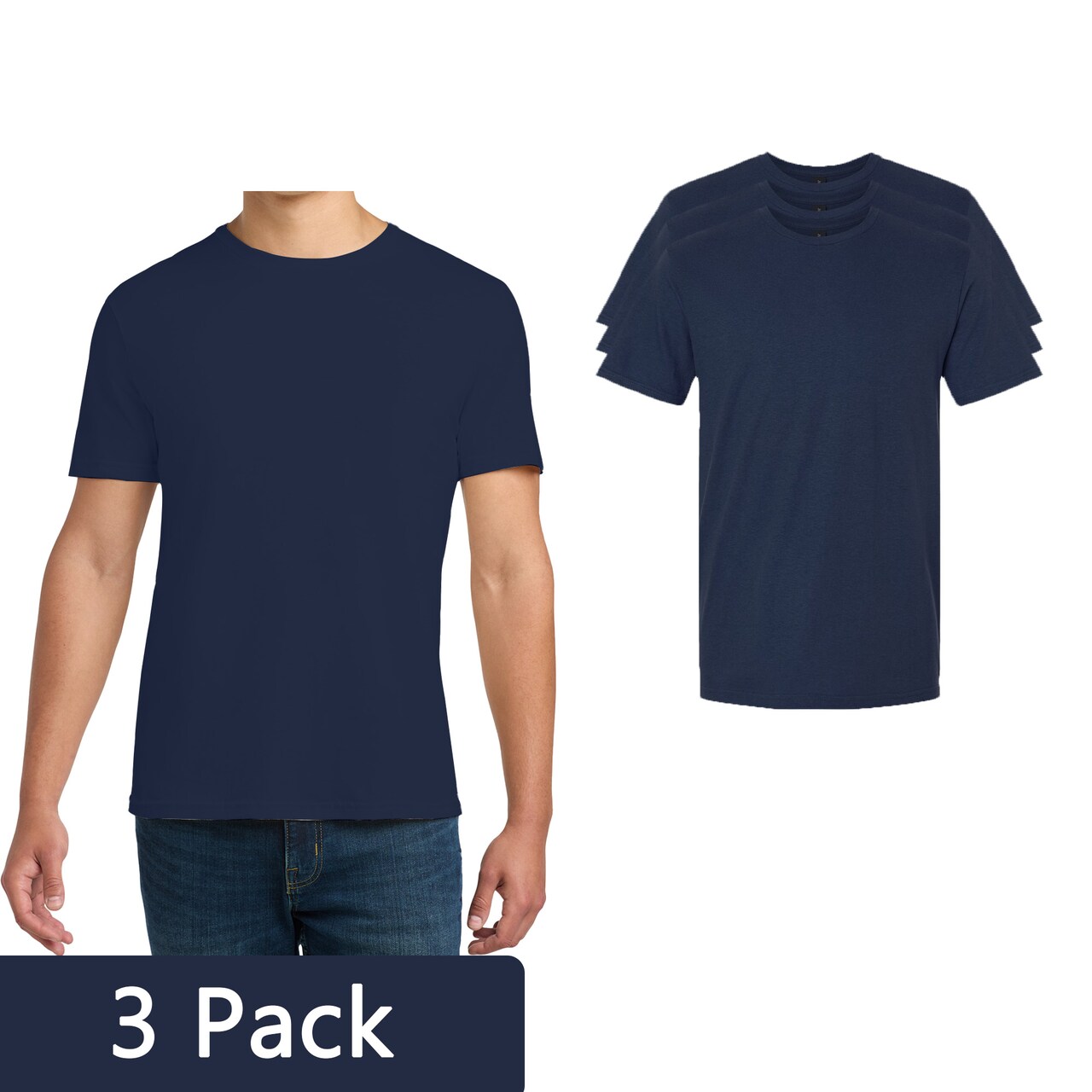 Gildan Men's Softstyle Blank Crewneck T-Shirt for DIY Crafts & Custom Printing Projects, Navy, S–3XL